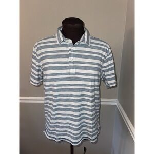 Linksoul Mens Golf Polo Shirt Striped Aqua White‎ Sz S